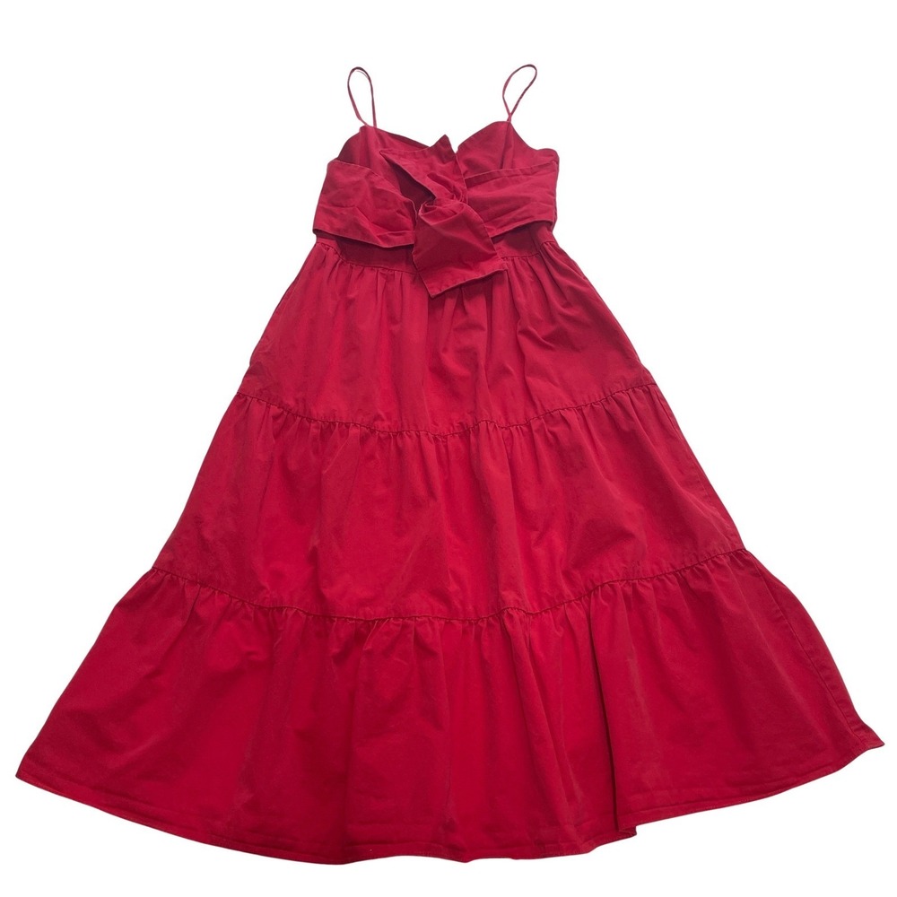 Love Bonito Maxi Dress Women 6 Red Bow Front Cotton Summer Party Romantic